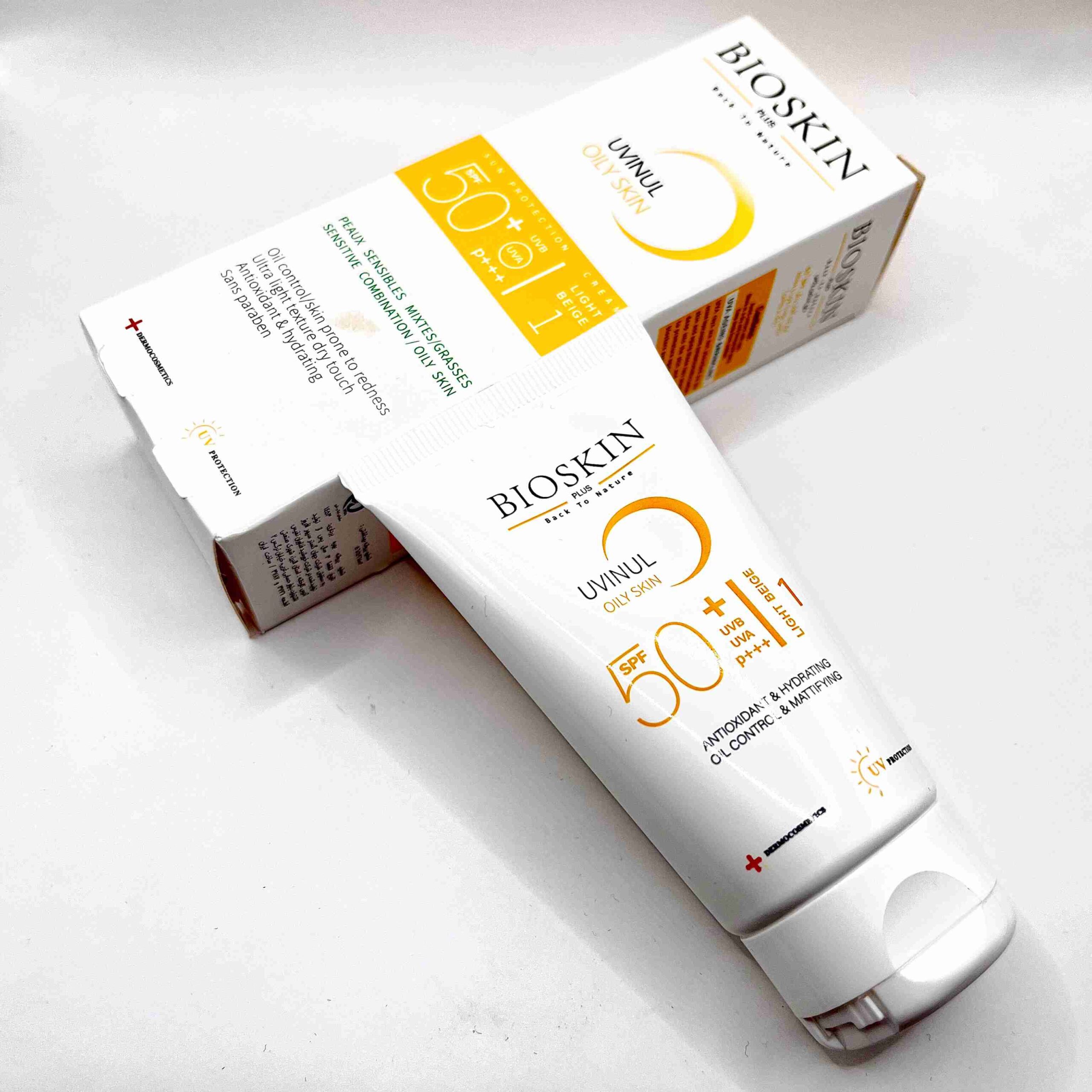 InShot_20260403_194952466 کرم ضد آفتاب بایو اسکین بژ روشن پوست چرب SPF 50 - Image 1